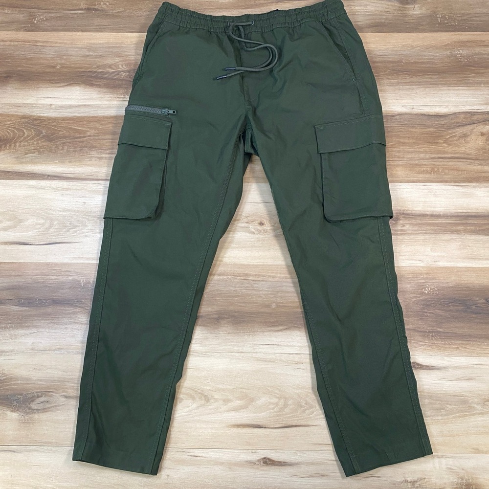 Tahari Cargo Pants Mens L Gorpcore Polyester Utility Jogger Olive Green Casual